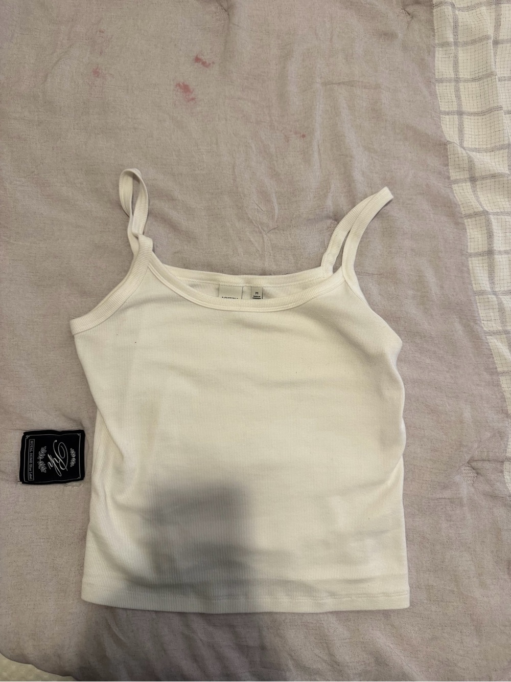 Aritzia White Ribbed Cropped Tank Cami